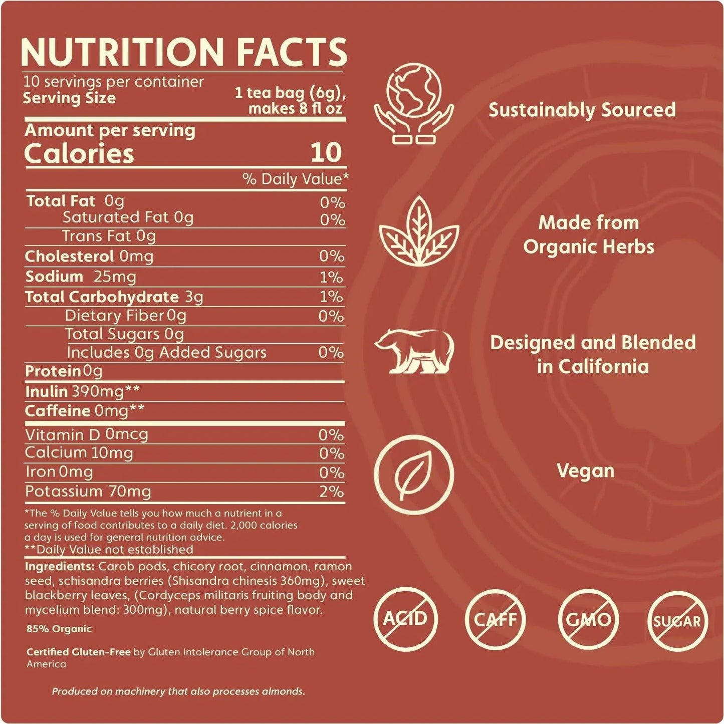 Cordyceps Schisandra Cinnamon Berry Mushroom Herbal Tea - Shroomability