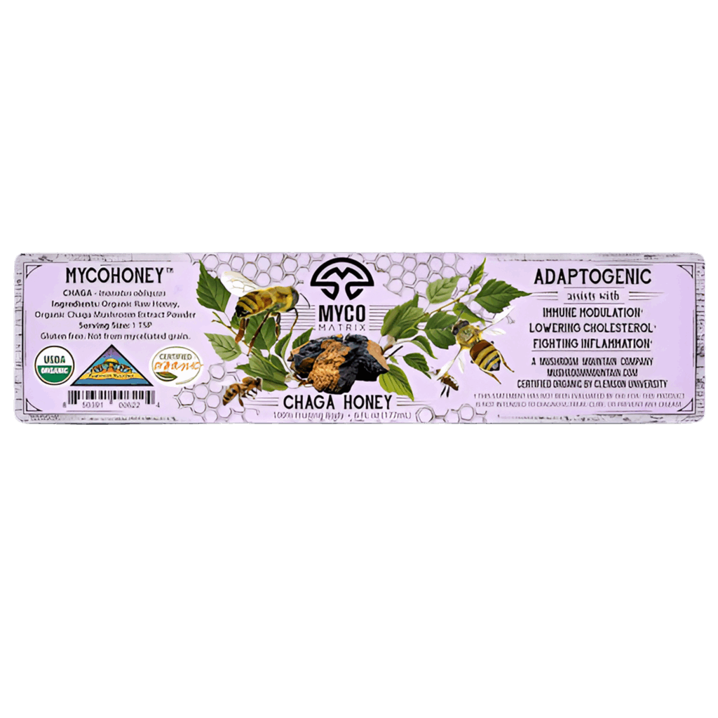 Myco Matrix Chaga Honey Label