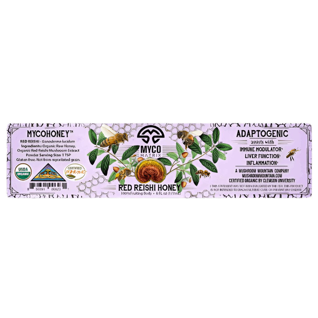 Myco Matrix Red Reishi Honey Label