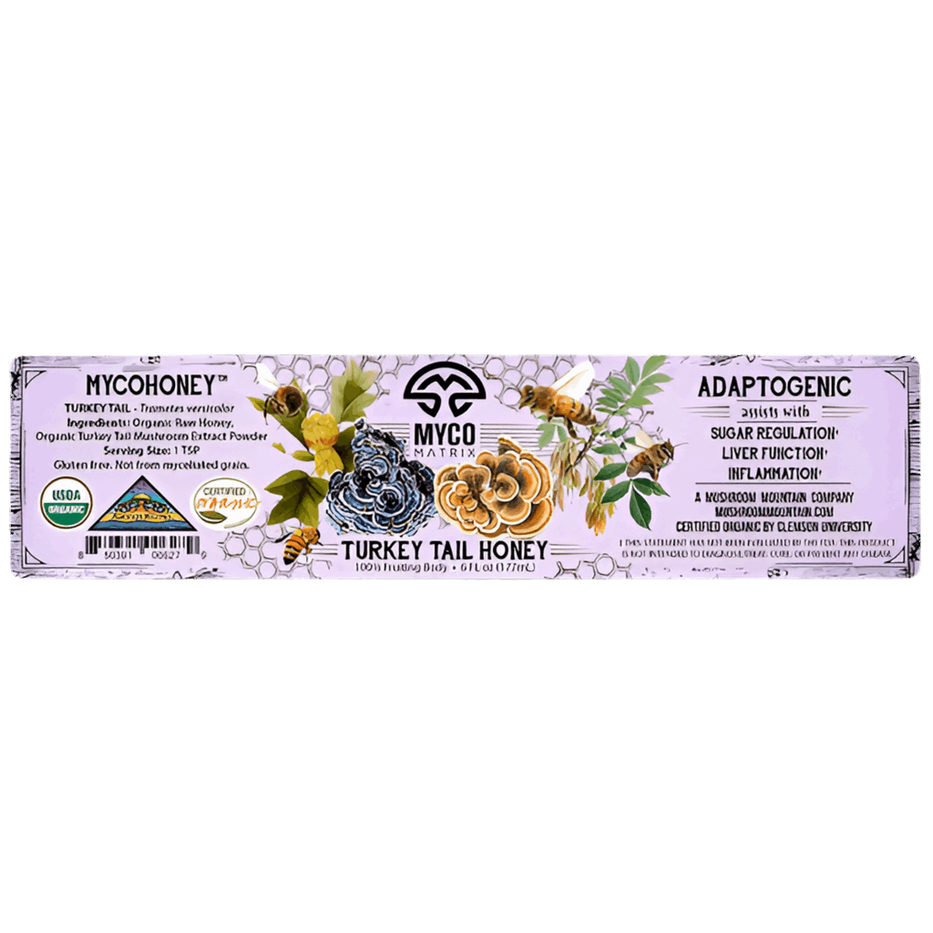 Myco Matrix Turkey Taił Mushroom Honey Label