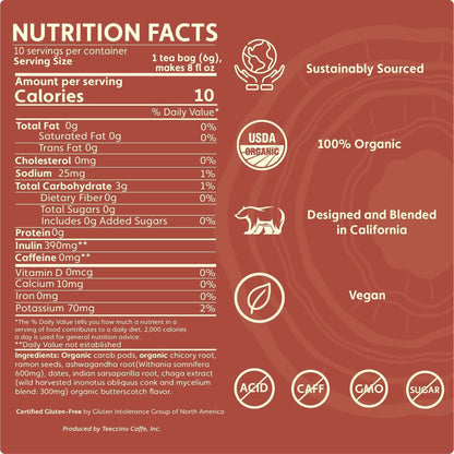 Chaga Ashwagandha Butterscotch Cream Mushroom Herbal Tea