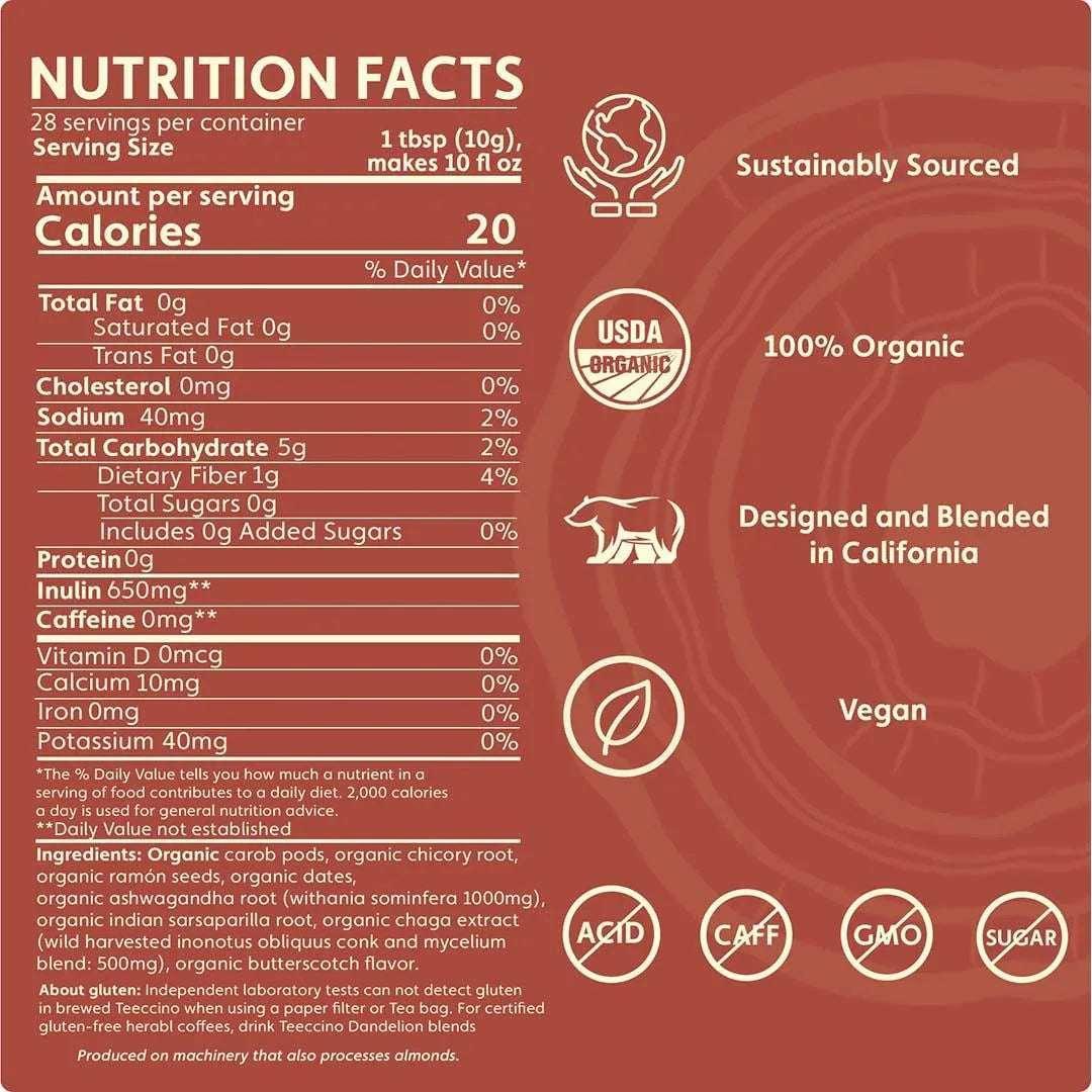 Chaga Ashwagandha Butterscotch Cream Mushroom Herbal Coffee - Shroomability