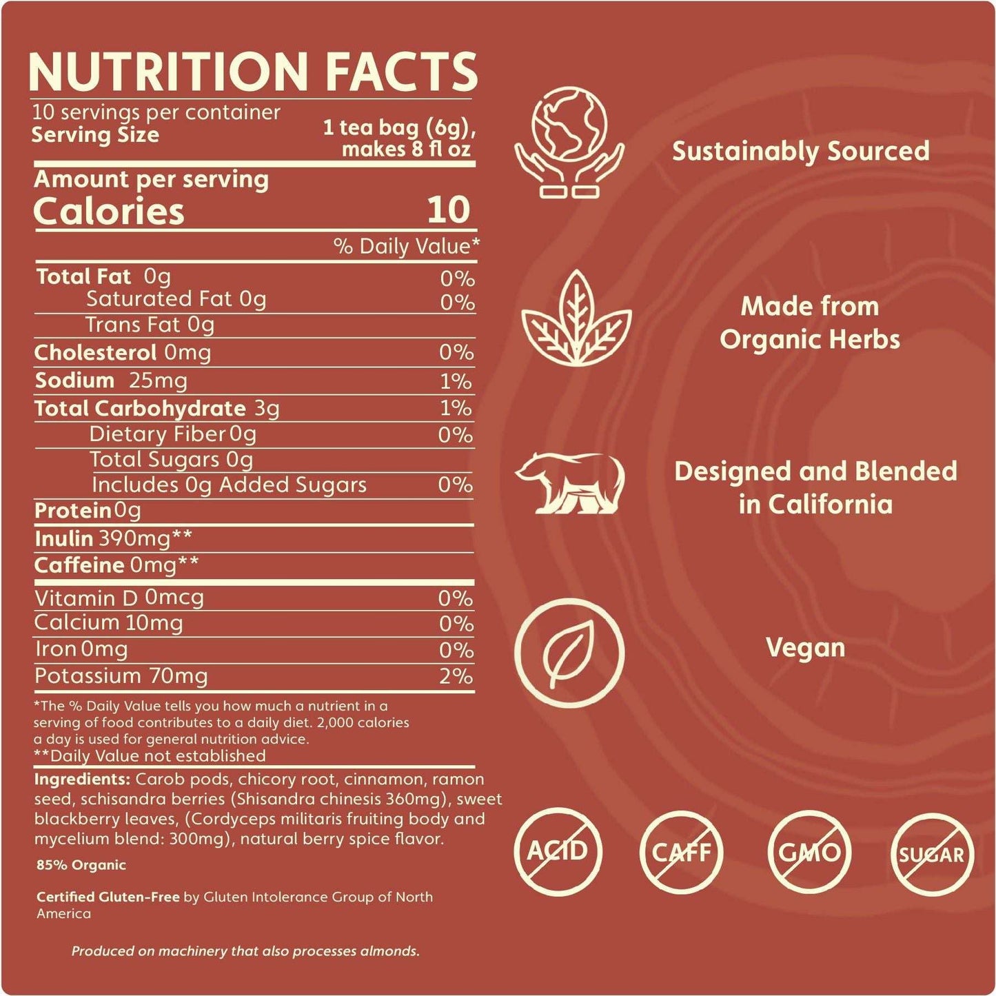 Cordyceps Schisandra Cinnamon Berry Mushroom Herbal Tea