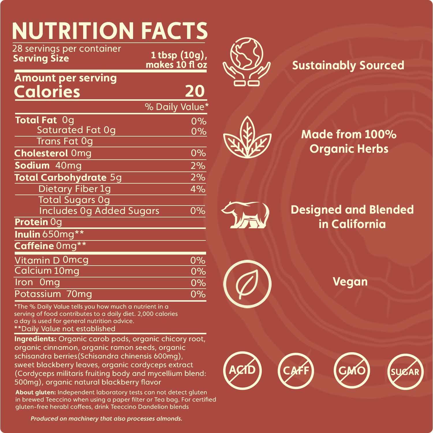 Cordyceps Schisandra Cinnamon Berry Mushroom Herbal Coffee - Shroomability