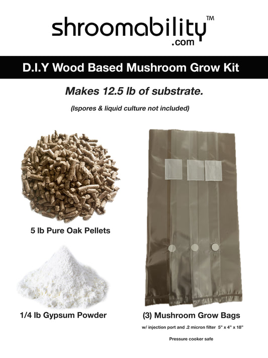 Wood Mushroom Grow Bags D.I.Y Kit (Yield: 12+ lb of Substrate)