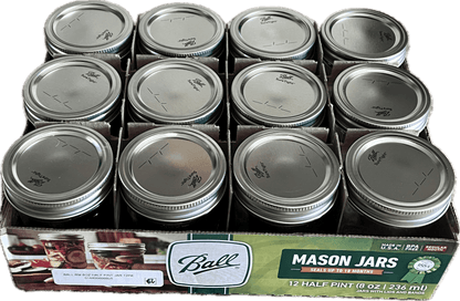 Ball Mason Jars With Lids & Bands, Regular Mouth, 8 oz, 12 Pack