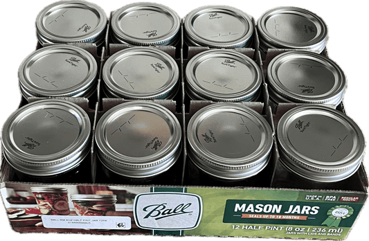 Ball Mason Jars With Lids & Bands, Regular Mouth, 8 oz, 12 Pack
