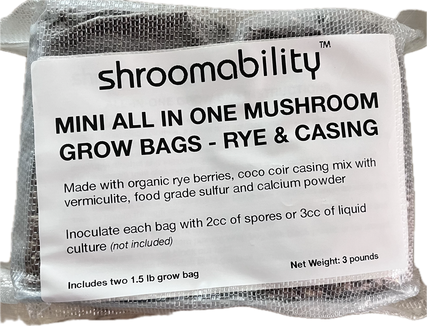 Mini All In One Mushroom Grow Bags - Rye & Casing Mix