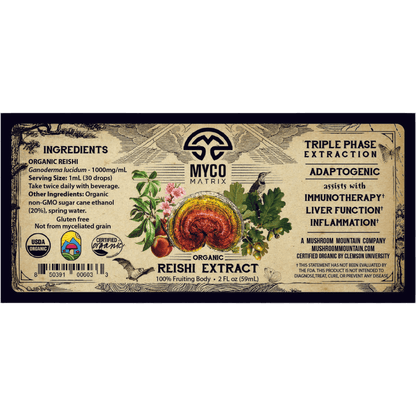 MYCO Matrix Organic Reishi Extract label 2 oz