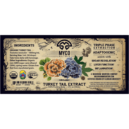 MYCO Matrix Turkey Tail Extract Label 2 ounce