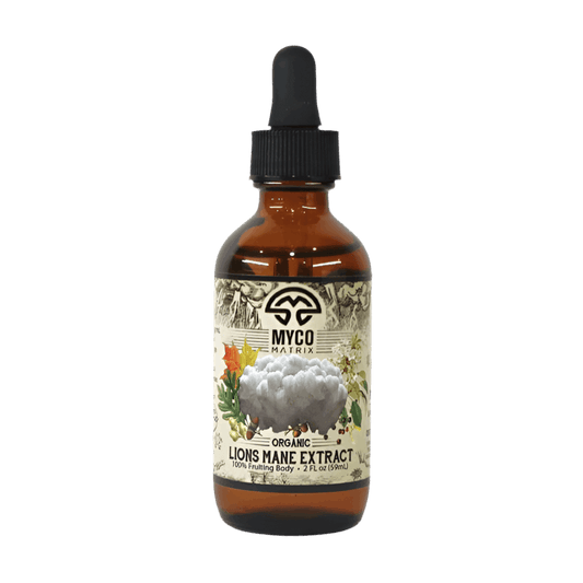 Myco Matrix Organic Lions Mane Mushroom Extract 2 oz bottle