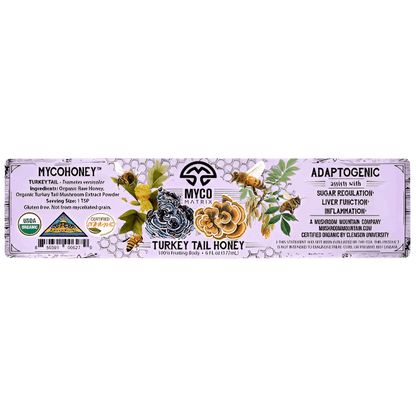 Myco Matrix Turkey Taił Mushroom Honey Label