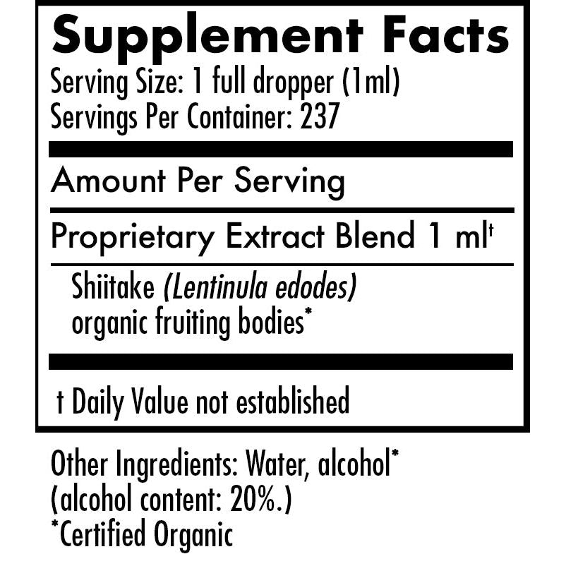 SF 8oz Shiitake Supplement facts 