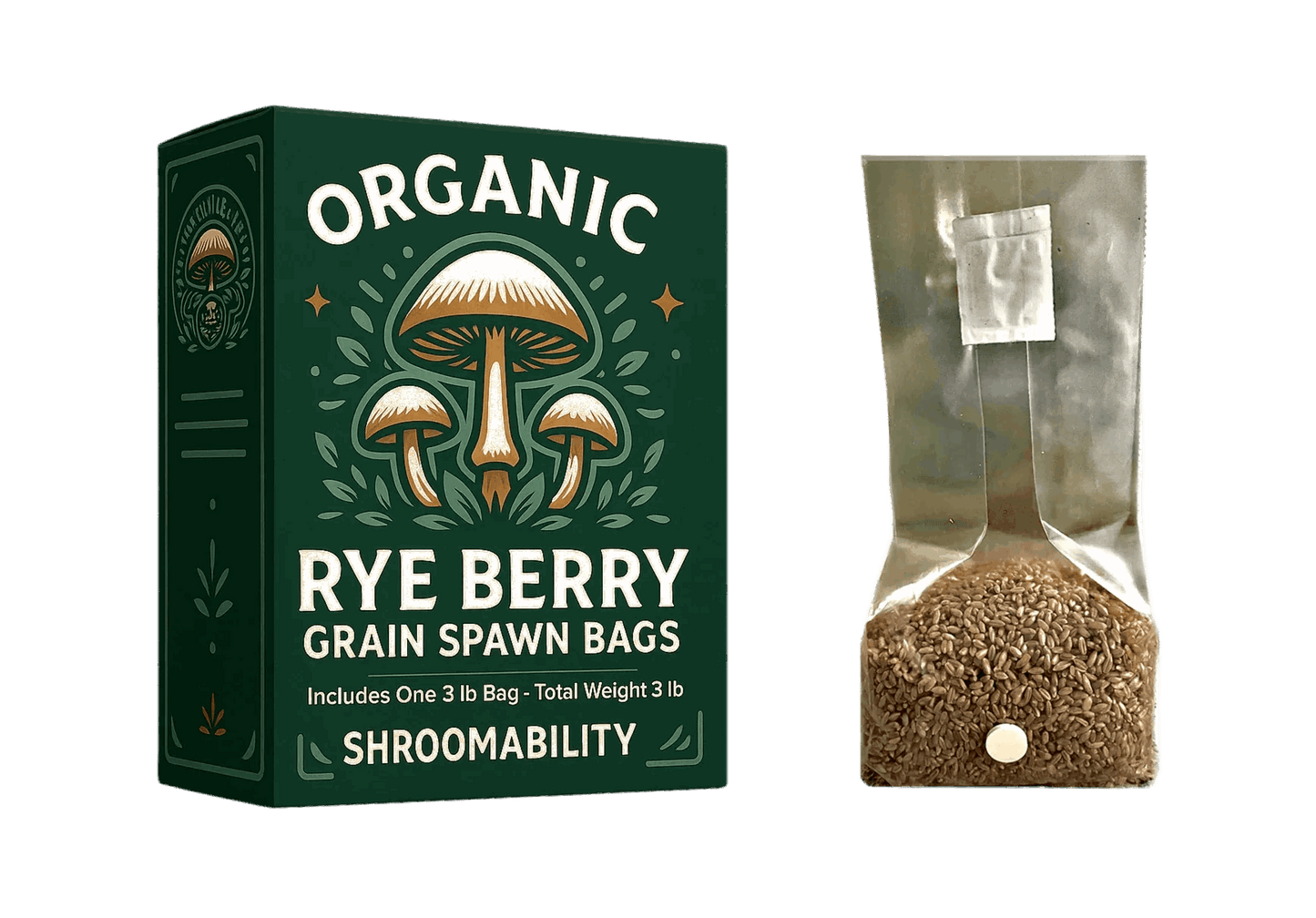 3 lb Organic Rye Berry Mushroom Spawn Bag - Shroomability