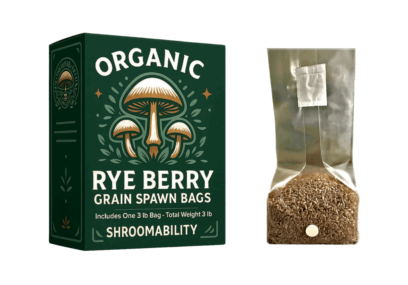 3 lb Organic Rye Berry Mushroom Spawn Bag - Shroomability