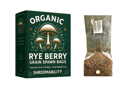 Shroomability brand rye berry mushroom spawn bag 3 pounds