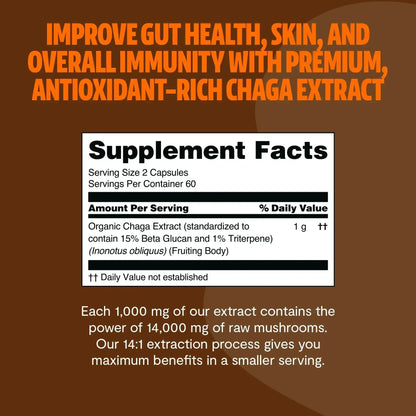 Chaga Mushroom Extract Capsules - Shroomability