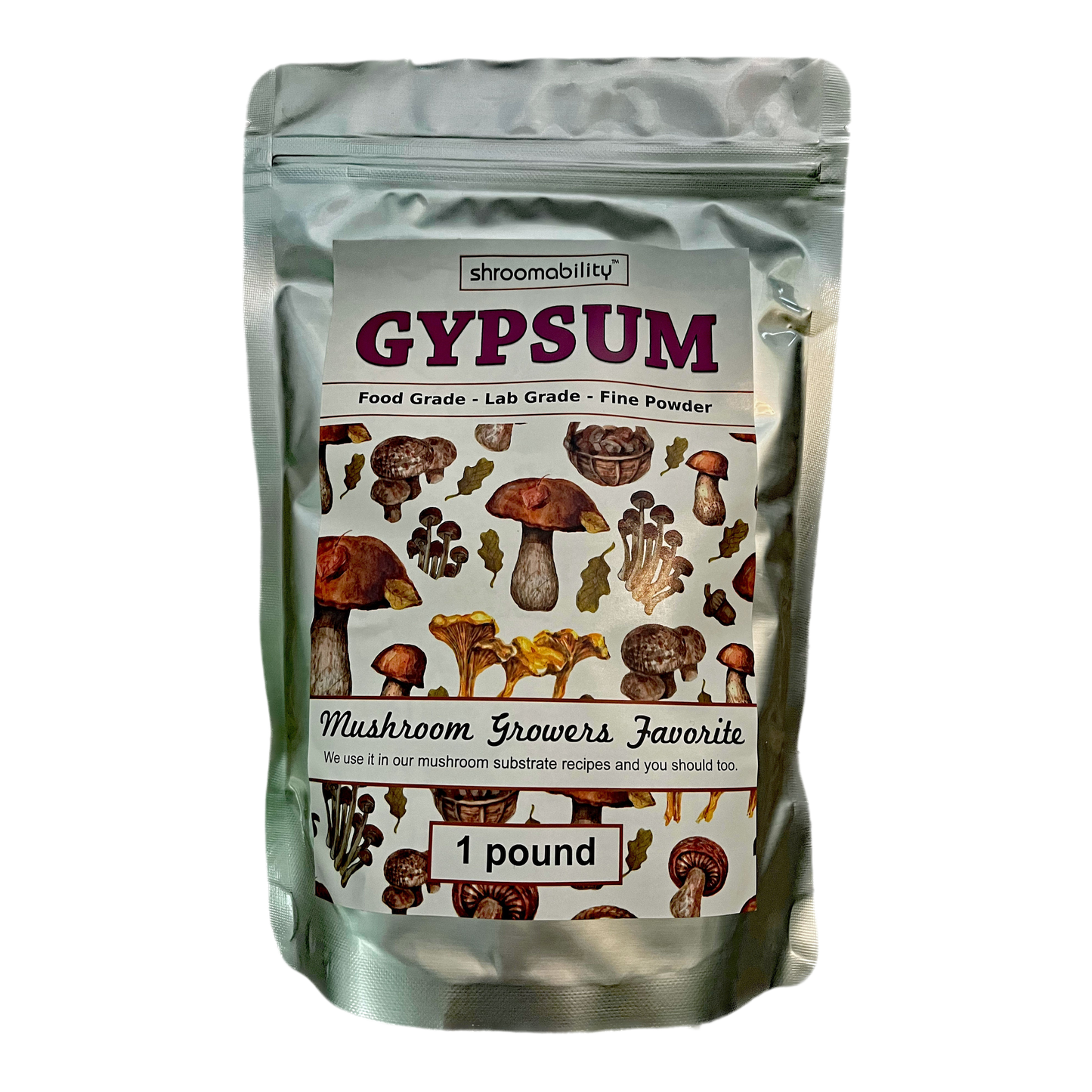 one pound of Shroomability gypsum powder for growing mushrooms