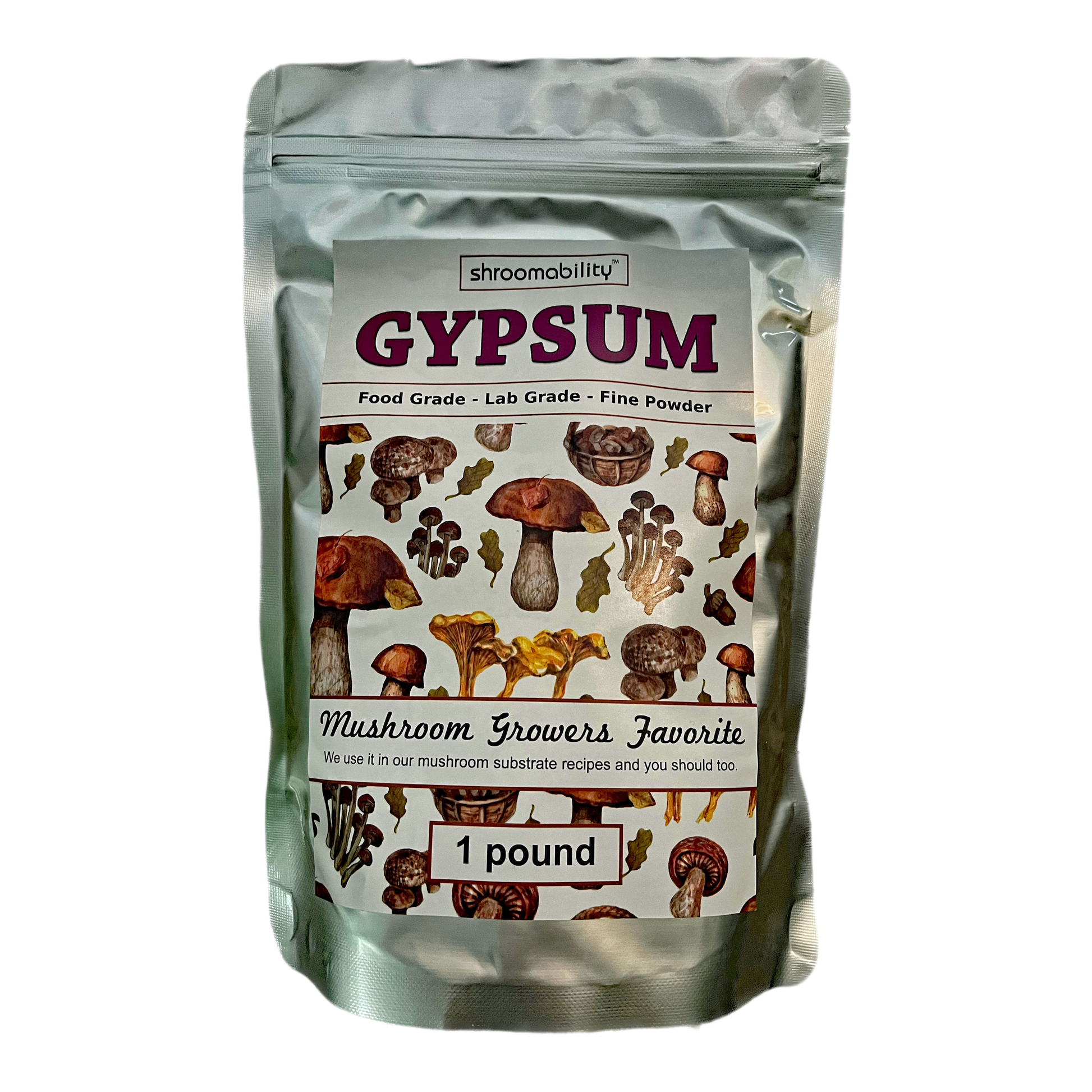 one pound of Shroomability gypsum powder for growing mushrooms
