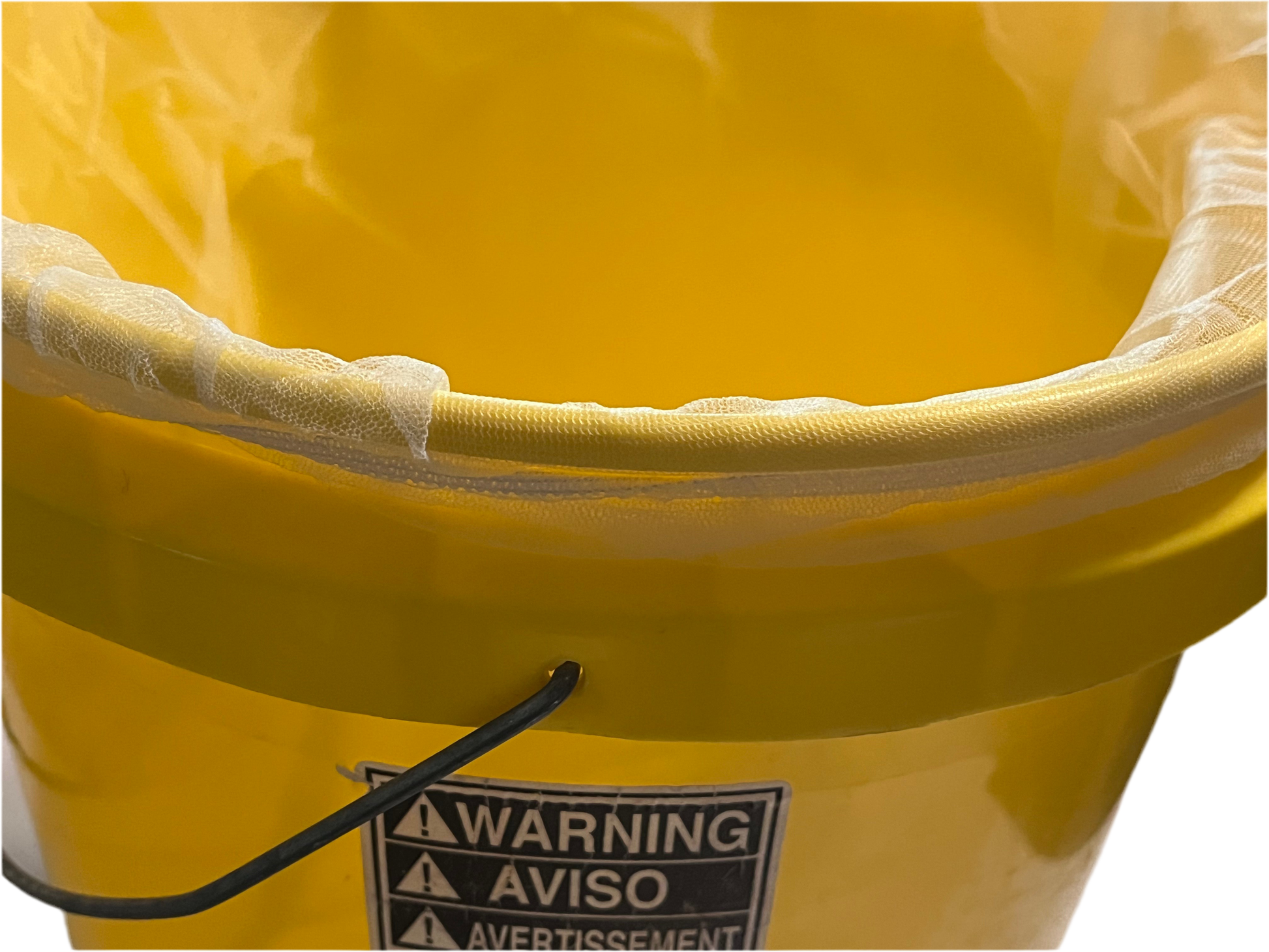 yellow bucket with a 5 gallon paint strainer